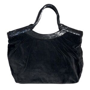 1987 SEQUINS VELVET BLACK PLEATED polyester lined great condition